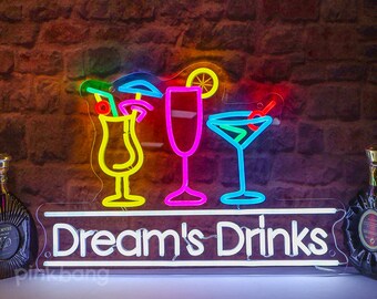 Personalized Bar Neon Sign: Custom Name LED Home Bar Decor