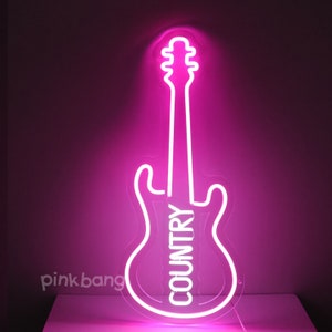 Country Guitar neon sign, Music Studio Decoration, Guitar Custom Neon Signt, Music neon light, Party Decorations, Gift for him