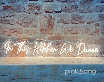 In This Kitchen We Dance Neon Sign,Kitchen Wall Art Decor,Farmhouse Gift,Sign for Kitchen Wall Decor,Christmas kitchen Lighr