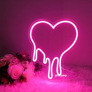 Melting Heart Dripping Heart Neon Sign,Love Heart Neon Sign Gifts for Girls,Neon sign wall decor,Christmas gift ideas