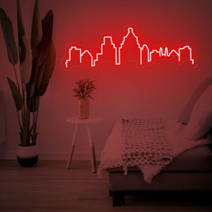 Houston Skyline Sign, Houston City Skyline Silhouette Wall Sign, City Skyline Neon Sign, Houston Outline Design Wall Decor, Texas Art