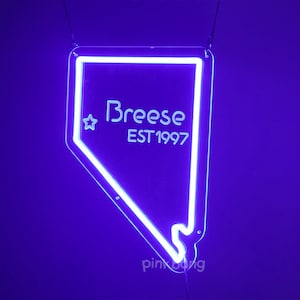 Luces de neón de mapa personalizadas de EE. UU., luces de neón de contorno del estado de EE. UU., decoración de bar club, luz de contorno de Nevada, regalo para novio, regalo del Día del Padre