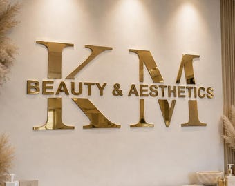 Custom Laser Cut Acrylic Business Logo Sign, Beauty Studio Logo Wall Letters in Mirror,3D Office Wall Decor
