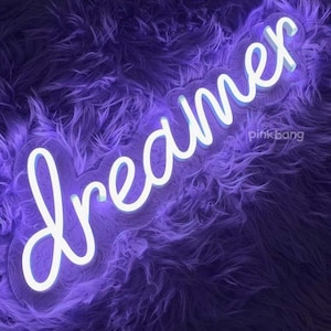 dreamer led neon bedroom tiny night light signs,handmade neon wall decor signHalloween Christmas, Back to School Gift