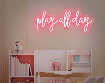 Play all day sign,Where the wild ones play light,Game room decor,Kids nursery Gifts,Hanging Light,Play room decor,halloween christmas