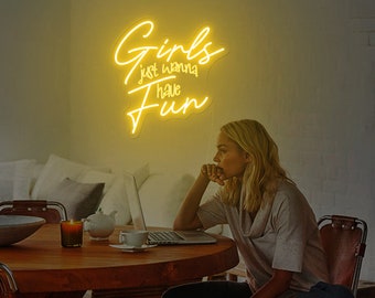 Girls Just Wanna Have Fun Neon Sign: Empowerment Home Decor - Etsy