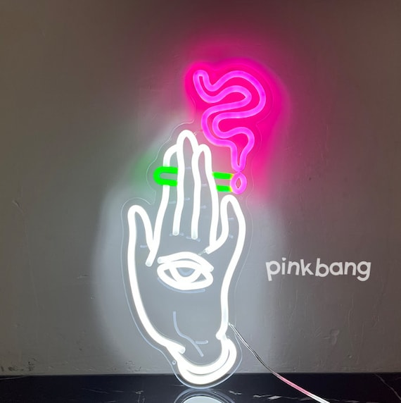 Hand-eye Smoking LED Neon Sign,Bedroom Wall Decor Eye of the angel,Studio Room Wall Light Art Decor,Back to School Gifts