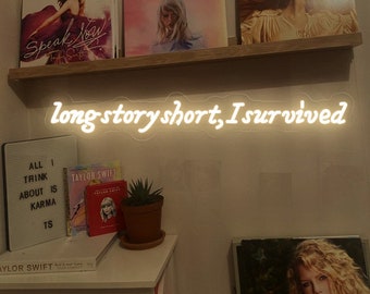 Long Story Short, I Survived Neon Sign,Music Lyrics Neon,Music Merch,University Dormitory Decor,Girls Room Decor,Valentine's Day gift