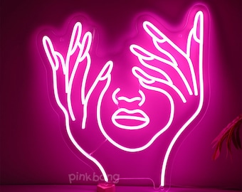 Woman Face Neon Sign: Beauty Salon Wall Decor