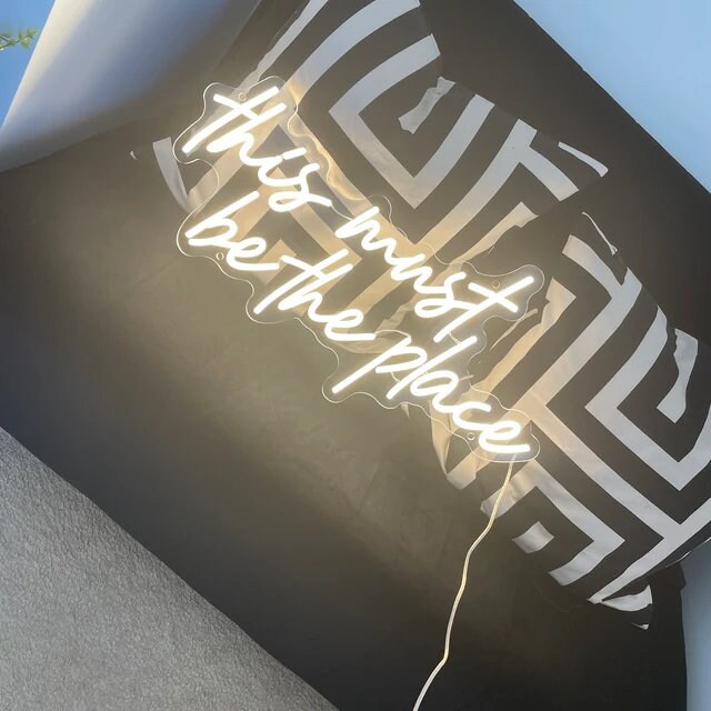 This Must Be The Place Neon Sign for Wall Décor, (Large) 43.7X8 inches Neon Lights Signs for Wedding Bar Office Cafe Party Neon LED Sign Gift for Anniversary Girlfriend