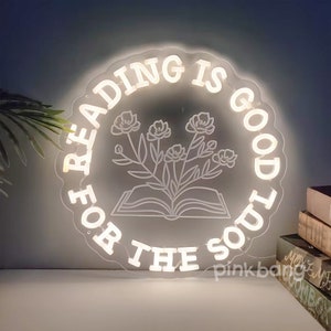 Reading is Good For the Soul Neon Sign,Home Library Wall Lignt Decor,Reading Corner Decor, Book Lover Gift,Christmas Gift for Bookworm