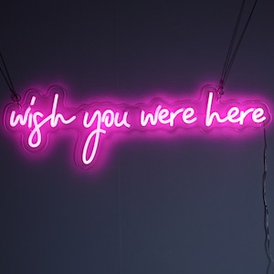 Letrero de neón LED "Ojalá estuvieras aquí", letrero de neón personalizado con luces LED, letrero de neón para decoración de pared, arte de pared para dormitorio, decoración del hogar, regalo de San Valentín