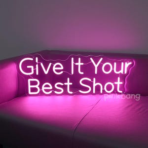 Give It Your Best Shot Neon Sign,Bar Art Give It Your Best Shot  Sign,Kitchen Neon Sign,Bar Wall Art Decor,Retro Drink Sign,Man Cave Sign