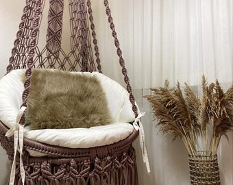Macrame Swing, Macrame Hammock Chair, Macrame Round Swing, Hanging Cotto Macrame Hammock Chair, Macrame Swing Chair, Macrame handmade Swing