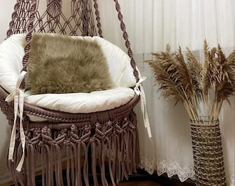 Silla colgante de algodón Macrame Hamaca, Silla colgante, Macrame Round Swing, Macrame Hammock Chair, Macrame Swing Chair, Macrame handmade Swing