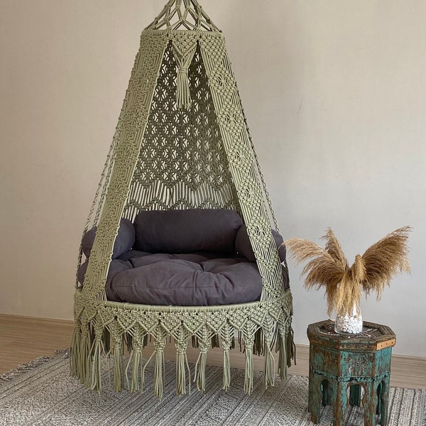 Large Macrame Swing, Hanging Chair, Hängesessel, Swing Chair, Hanging chair for bedroom, silla colgante, hängesessel makramee, schaukel