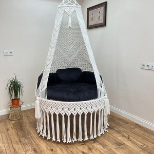 White macrame hanging chair Clearance