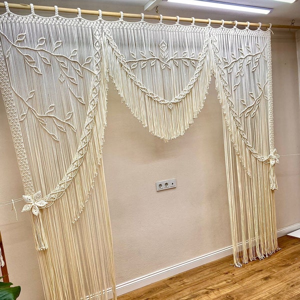 Handmade Macrame Wedding Backdrop, Macrame Wedding Arch Arbor, Macrame Wall Hanging,Macrame Door Hanging,Room Divider,Macrame Curtains