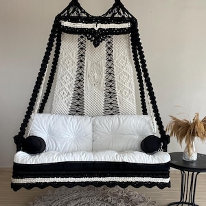 Extra Large Hanging Macrame Swing for Garden and Patio, Hanging Chair, Hängesessel, Swing Chair, Macrame Rocking Swing Chair