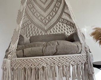 Macrame patio double swing, Hanging chair, Macrame swing, hängesessel, Swing chair, Macrame swing chair, hanging chair indoor, Balcony Swing