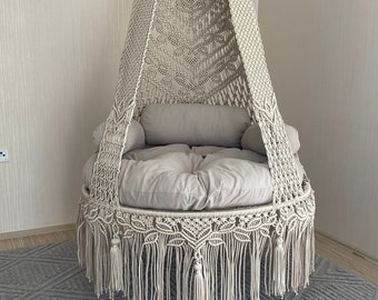 Relax Cotton Macrame Hanging Swing For Patio | Swing For Adults and Children To Read Book Comfortably | Macrame Chair For Indoor and Outdoor