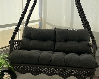 Columpio doble de macramé: cama de porche estilo bohemio, decoración para interiores y exteriores