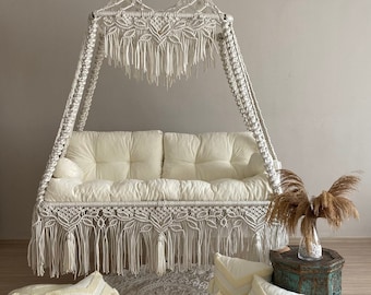 Buy Outdoor Indoor Macrame Swing Bed, Hanging Chair, Hanging Porch