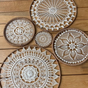 5 PCS Macrame Crochet Wall Decor, Boho Lace Set, Macrame Wall Art, Wall Decor For Boho Home, Boho Home Decor ,Large Macrame Wall Hanging
