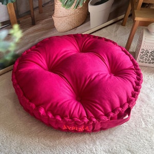 Personalisiertes rundes Kissen, runde Sitzstuhlkissen, Sofakissen, Esszimmerstuhlkissen, mehrfarbige Kissen, rundes Kissen aus Baumwollstoff