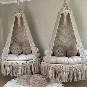 Natural Cotton Macrame Swing, Hanging Chair, Hängesessel, Swing Chair, Macrame Rocking Swing Chair,hanging chair indoor,chair hanging indoor
