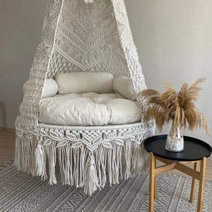 Hanging chair, Macrame Round Swing, hängesessel, Swing chair, hanging chair indoor, Macrame chair, chair hanging indoor hammock, chair swing