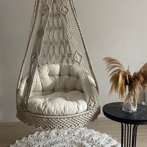 25 Colors Macrame Swing, Hanging Chair, Hängesessel, Swing Chair, Macrame Rocking Swing Chair, hanging chair indoor, chair hanging indoor