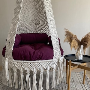 Hanging chair, Macrame Round Swing, hängesessel, Swing chair, hanging chair indoor, Macrame chair, chair hanging indoor hammock, chair swing