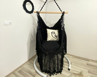 Hammock Hanging Chair, Macrame Swing Chair, indoor swing chair, Hanging chair in bedroom, Macrame Hammock chair