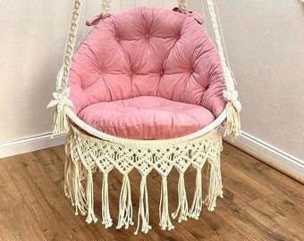 Makramee hängende Baumwollschaukel, Hängesessel, Makrameeschaukel, Schaukelstuhl, Hängesessel für Kinderzimmer, Makrameehängesessel, hängesessel