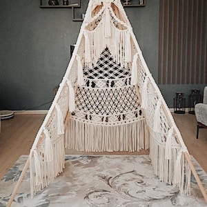 Macrame TeePee, Macrame Tent, Tent Indoor or Outdoor play or photoshoot, Boho wedding decor, Boho party, Macrame party, Wedding decoration