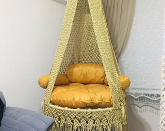 Macrame Swing, Hammock Chair, Macrame Hammock Chair, Macrame hanging chair, Macrame Swing Chair, indoor hammock chair, Large Swing Chair