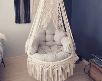Hanging chair, Macrame swing, hängesessel, Swing chair, Macrame swing chair, hanging chair indoor, chair hanging indoor hammock, chair swing