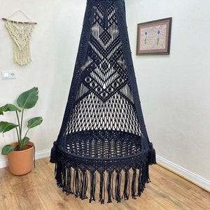 Macrame porch rocking swing, Hanging hammock Chair, Outdoor Swing, Toddler swing, Hanging bed, Swing for adult and child