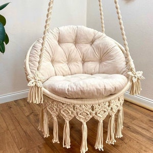 Macrame Hammock Chair, Macrame Round Swing, Hanging Cotton Macrame Hammock Chair, Macrame Swing Chair, Macrame handmade Swing