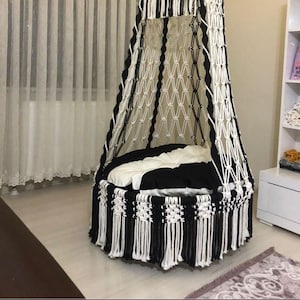 Macrame Swing, Macrame Hammock Chair, Macrame Round Swing, hanging Cotto Macrame Hammock Chair, Macrame Swing Chair, Macrame handmade Swing
