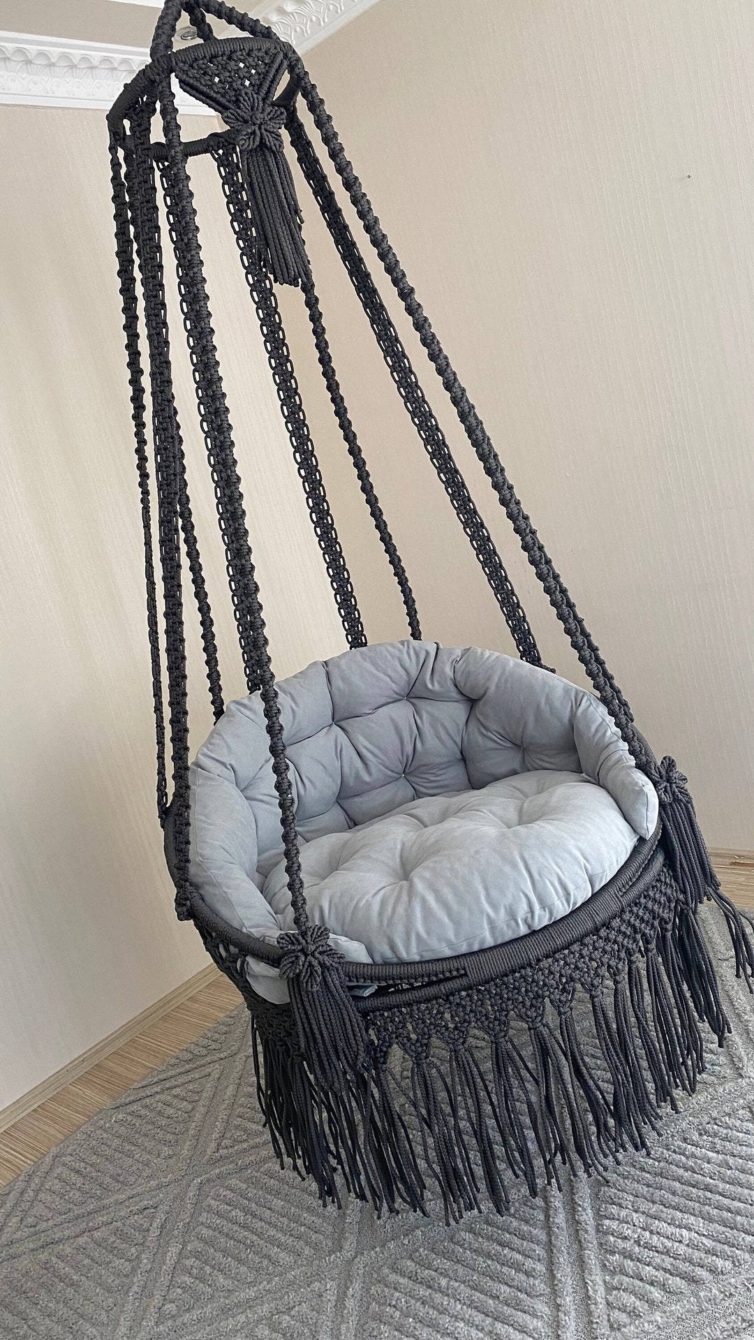 Macrame Hanging Chair, Macrame Porch Rocking Swing, Hammock Chair ...