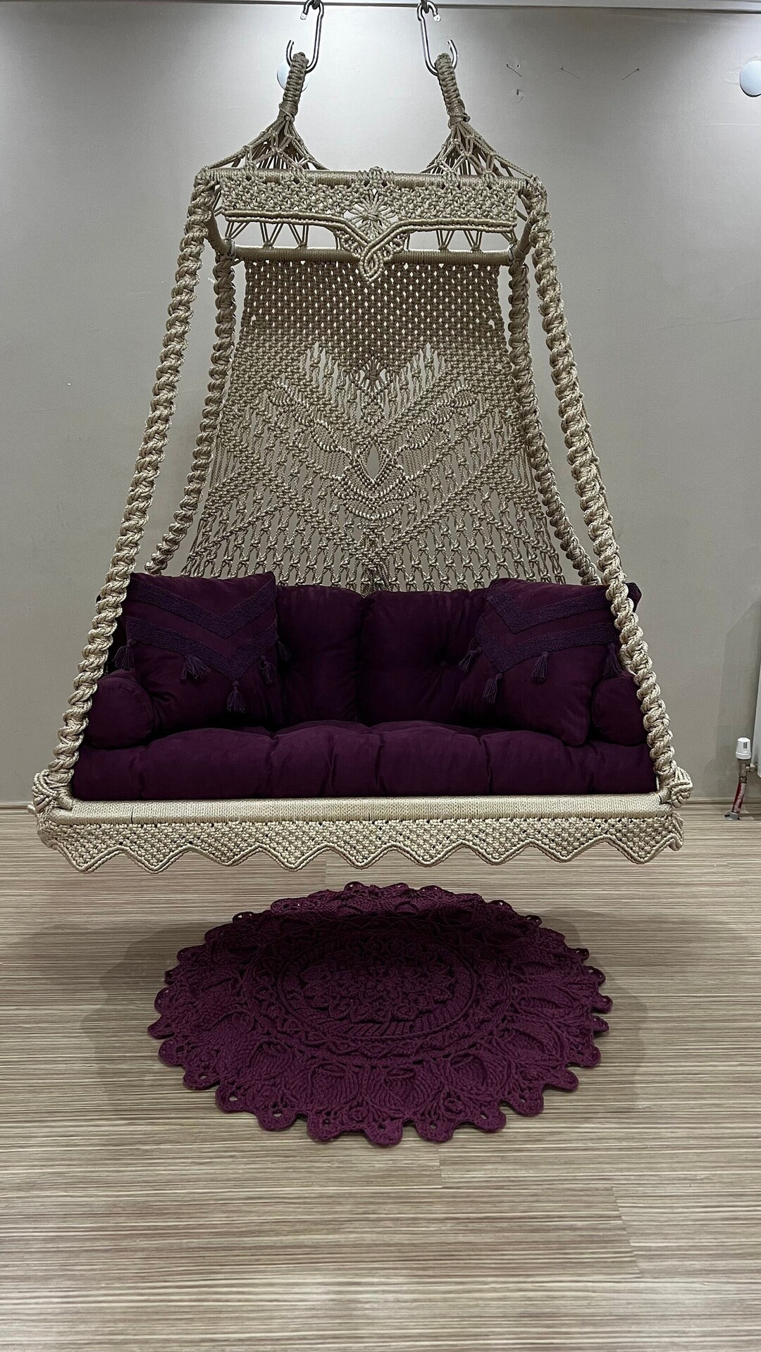 Macrame Hammock Swing Chair for a Relaxing Corner, Naturel Macrame ...