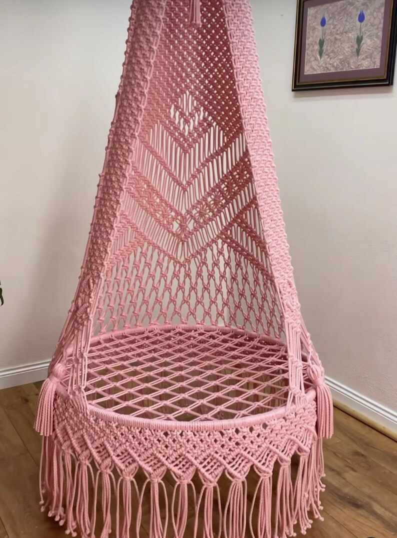 Macrame Hanging Chair Macrame Hammock Swing Macrame Round Etsy