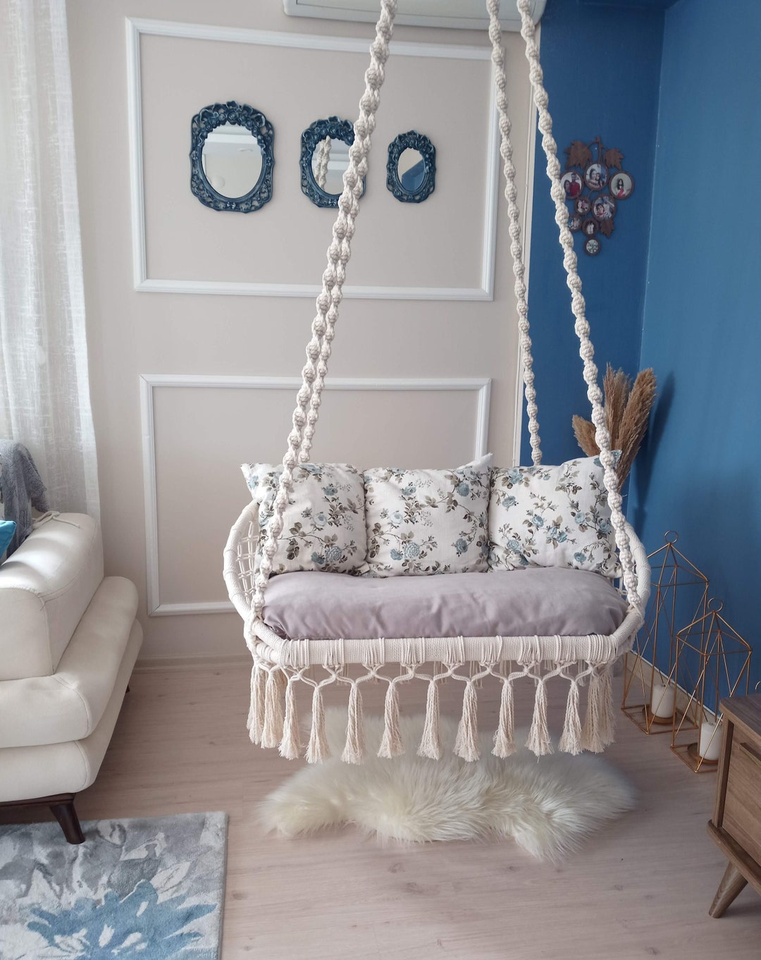 Macrame Hanging Chair, Large Macrame Hammock, Macrame Swing Chair ...