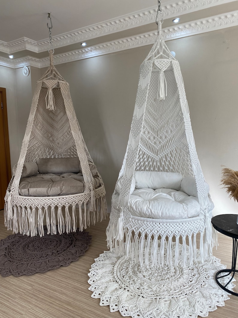 Hanging chair, Macrame swing, hängesessel, Swing chair, Macrame swing chair, hanging chair indoor, chair hanging indoor hammock, chair swing image 4