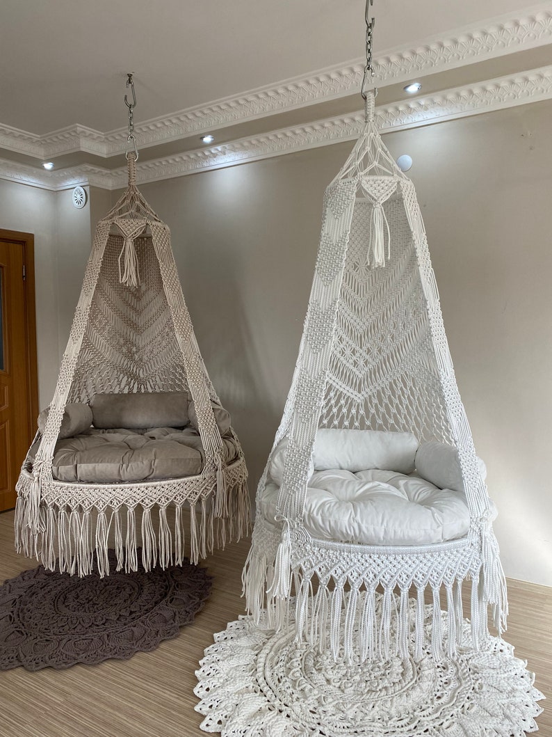 Hanging chair, Macrame swing, hängesessel, Swing chair, Macrame swing chair, hanging chair indoor, chair hanging indoor hammock, chair swing image 3