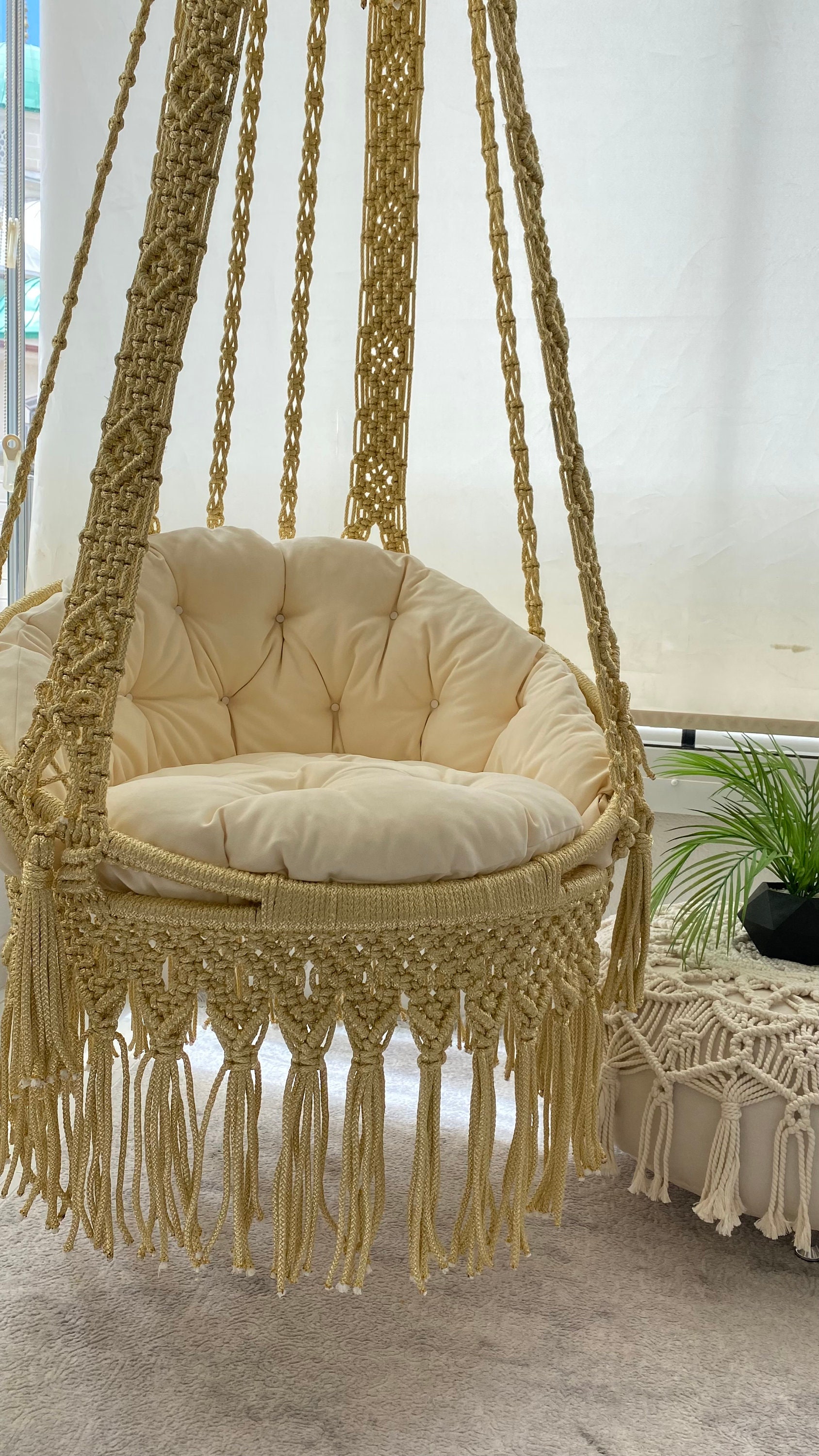 Macrame Hanging Chair Macrame Porch Rocking Swing Hammock Etsy