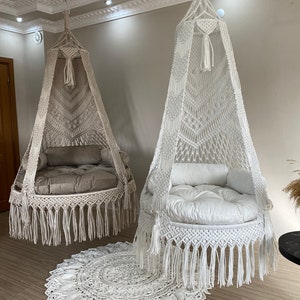 Hanging chair, Macrame swing, hängesessel, Swing chair, Macrame swing chair, hanging chair indoor, chair hanging indoor hammock, chair swing image 2