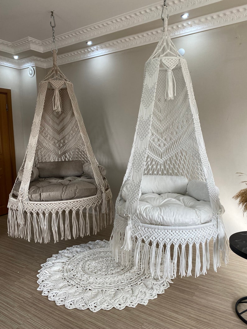 Hanging chair, Macrame swing, hängesessel, Swing chair, Macrame swing chair, hanging chair indoor, chair hanging indoor hammock, chair swing image 2